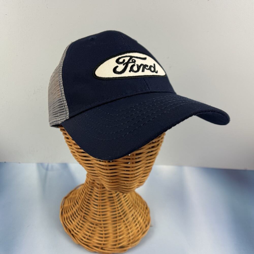 Ford Mens Official Licensed Embroidered Logo Mesh Trucker Hat Cap Navy Gray